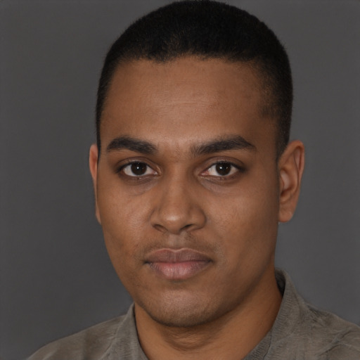 Neutral latino young-adult male with short  brown hair and brown eyes