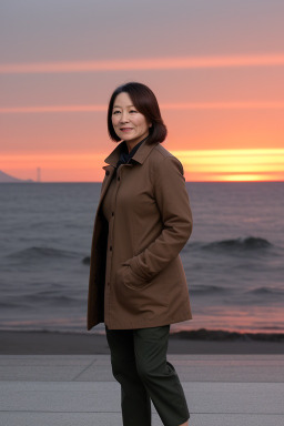 Japanese middle-aged female with  brown hair