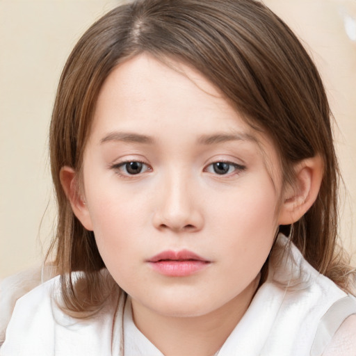 Neutral white child female with medium  brown hair and brown eyes