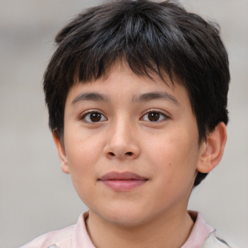 Neutral white child male with short  brown hair and brown eyes