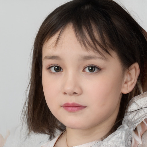 Neutral white child female with medium  brown hair and brown eyes