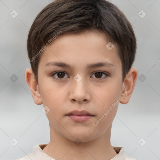 Neutral white child male with short  brown hair and brown eyes