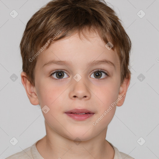 Neutral white child male with short  brown hair and brown eyes