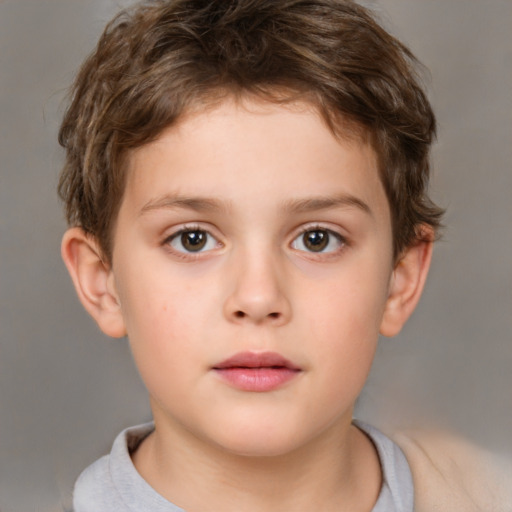 Neutral white child male with short  brown hair and brown eyes