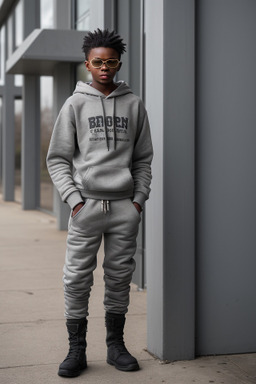 African american teenager boy with  gray hair