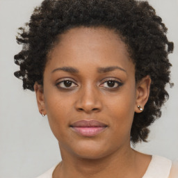 Neutral black young-adult female with short  brown hair and brown eyes