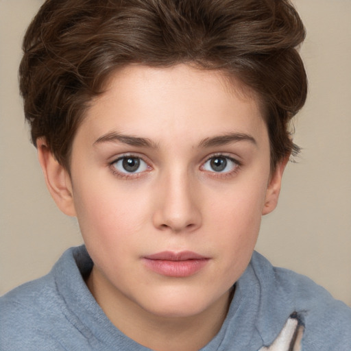 Neutral white young-adult female with short  brown hair and brown eyes