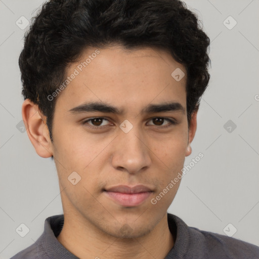 Neutral asian young-adult male with short  brown hair and brown eyes