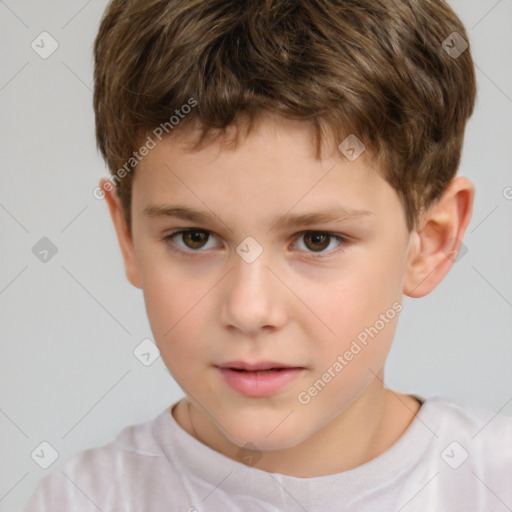 Neutral white child male with short  brown hair and brown eyes