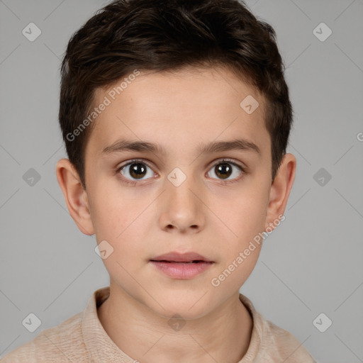 Neutral white child male with short  brown hair and brown eyes