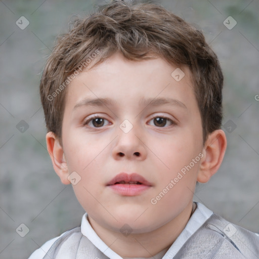 Neutral white child male with short  brown hair and brown eyes