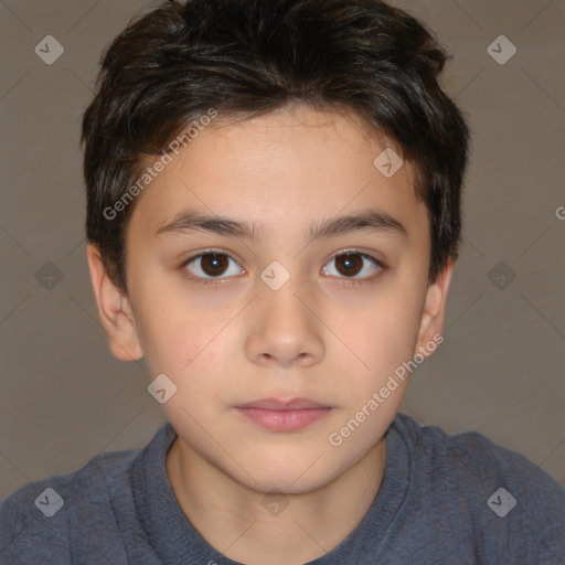 Neutral white child male with short  brown hair and brown eyes