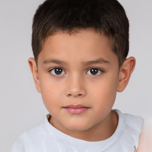 Neutral white child male with short  brown hair and brown eyes