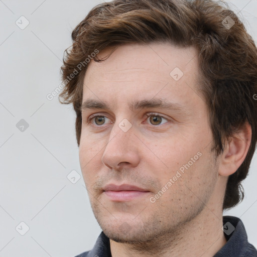 Neutral white adult male with short  brown hair and brown eyes