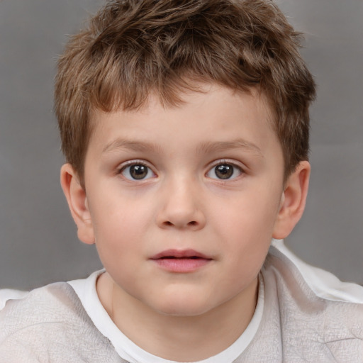 Neutral white child male with short  brown hair and brown eyes