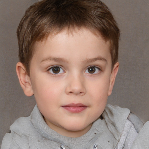 Neutral white child male with short  brown hair and brown eyes