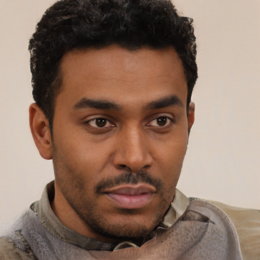 Neutral latino young-adult male with short  brown hair and brown eyes