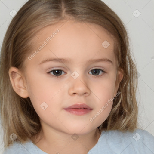 Neutral white child female with medium  brown hair and brown eyes