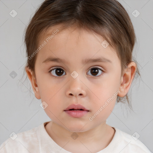 Neutral white child male with medium  brown hair and brown eyes