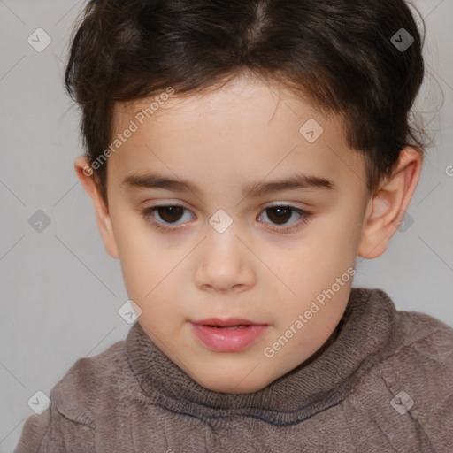 Neutral white child female with short  brown hair and brown eyes