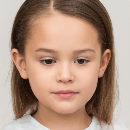 Neutral white child female with medium  brown hair and brown eyes