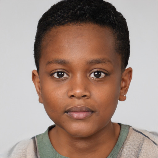 Neutral black child female with short  brown hair and brown eyes