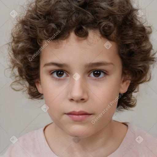 Neutral white child female with medium  brown hair and brown eyes