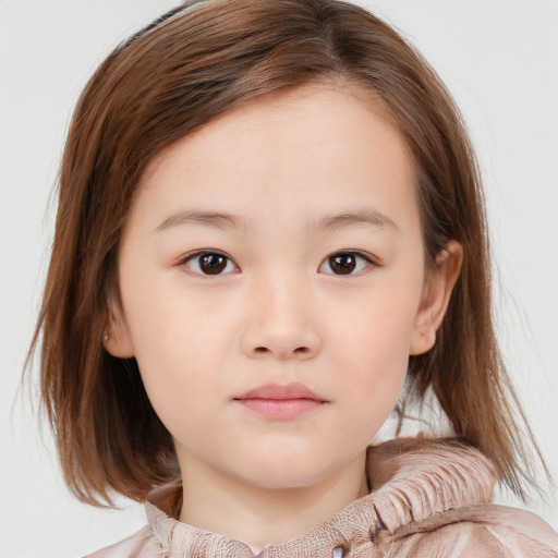 Neutral white child female with medium  brown hair and brown eyes