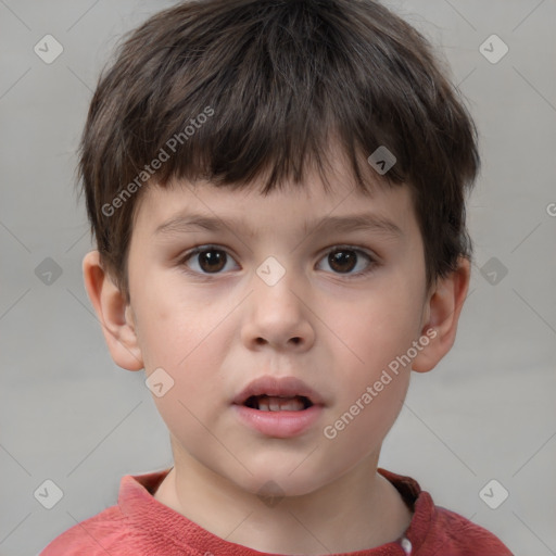 Neutral white child male with short  brown hair and brown eyes