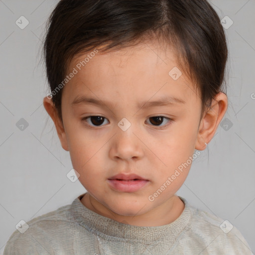 Neutral white child female with short  brown hair and brown eyes