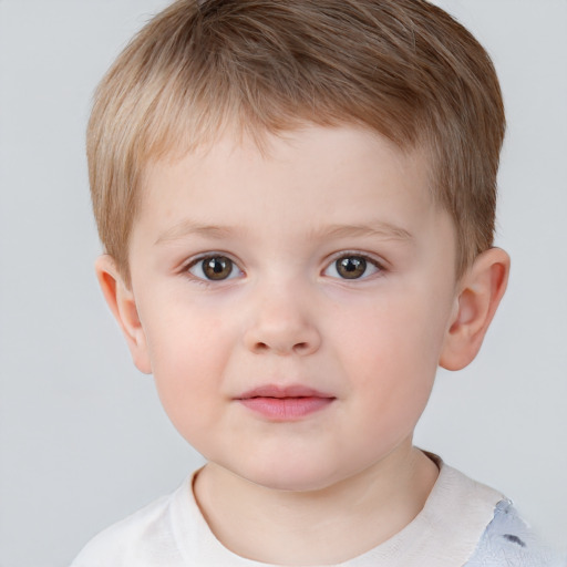 Neutral white child male with short  brown hair and brown eyes