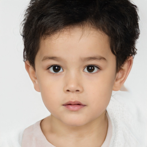 Neutral white child male with short  brown hair and brown eyes