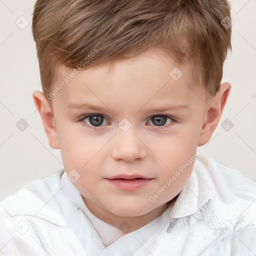 Neutral white child male with short  brown hair and brown eyes