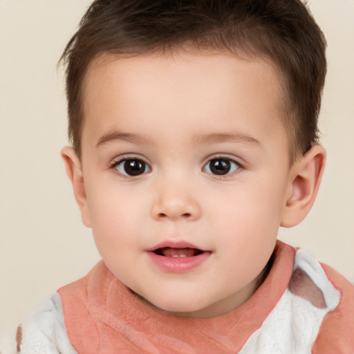 Neutral white child female with short  brown hair and brown eyes