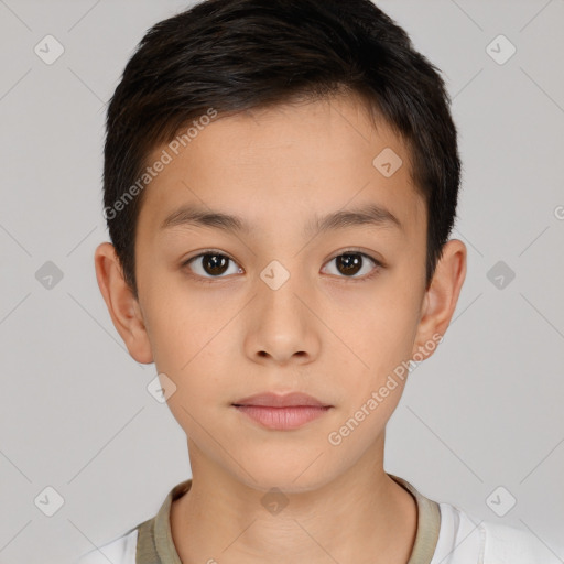 Neutral white child female with short  brown hair and brown eyes