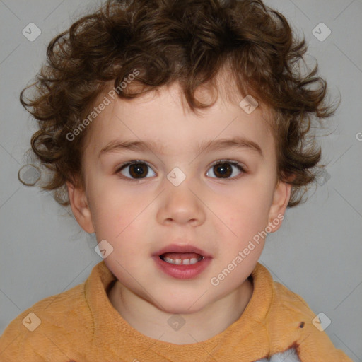 Neutral white child male with short  brown hair and brown eyes