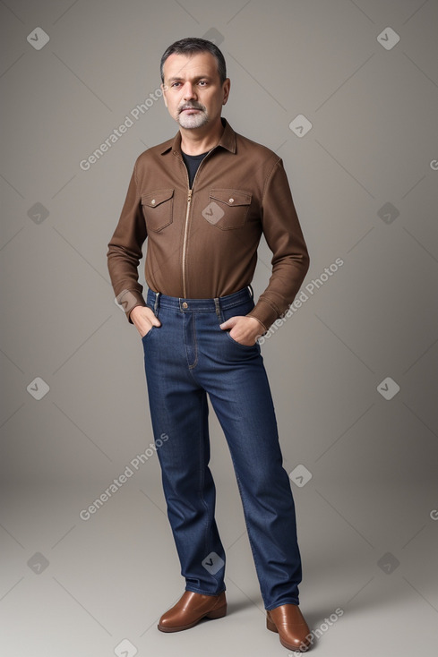 Romanian middle-aged male with  brown hair