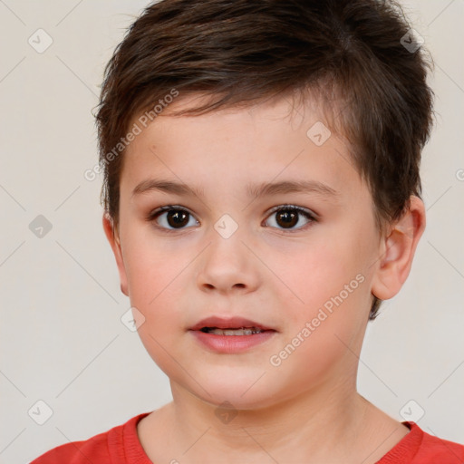 Neutral white child female with short  brown hair and brown eyes