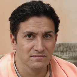 Neutral white adult male with short  brown hair and brown eyes