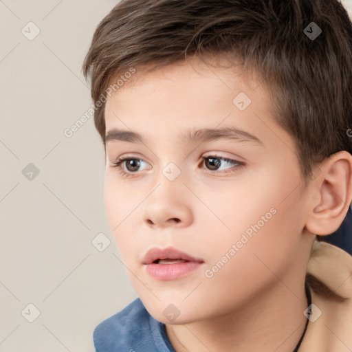 Neutral white child male with short  brown hair and brown eyes