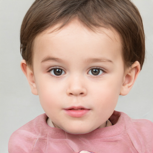 Neutral white child female with short  brown hair and brown eyes