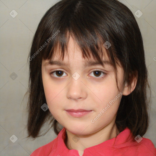 Neutral white child female with medium  brown hair and brown eyes