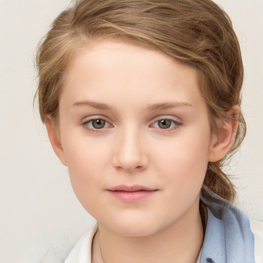 Neutral white child female with medium  brown hair and brown eyes