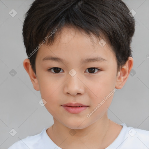 Neutral white child male with short  brown hair and brown eyes