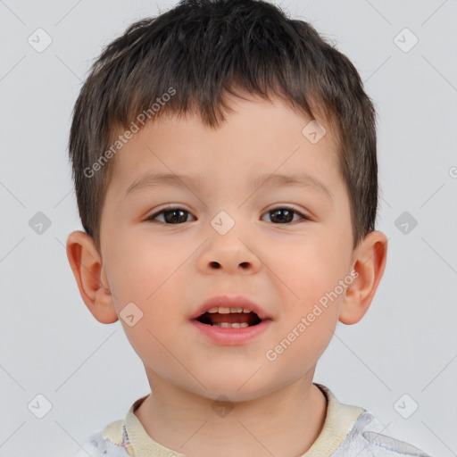 Neutral white child male with short  brown hair and brown eyes