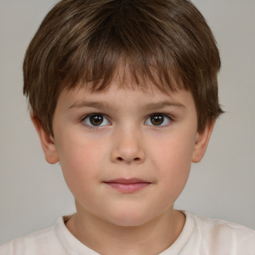 Neutral white child male with short  brown hair and brown eyes