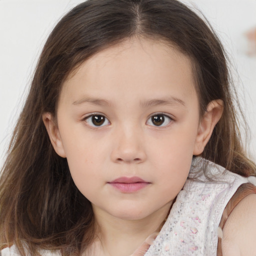 Neutral white child female with medium  brown hair and brown eyes