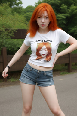 Korean adult female with  ginger hair