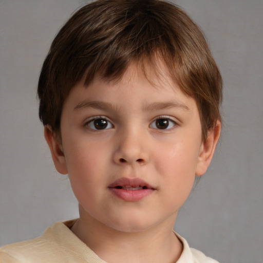 Neutral white child male with short  brown hair and brown eyes