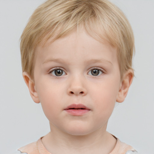 Neutral white child male with short  brown hair and grey eyes